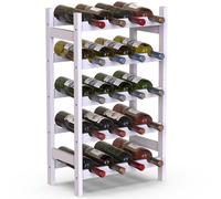 Cantinetta Portavino in Legno Bambù Bianco con 20 Scomparti Bar Portabottiglie