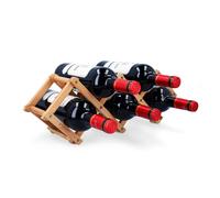 Navaris Cantinetta Portavino - Portabottiglie a Fisarmonica in Legno 45x12x15.2cm - Scaffale Portavini per Bottiglie Vino - Mini-vineria x5 Bottiglia