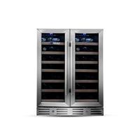 Cantinetta Vino 40 Bottiglie Doppia Temperatura, Vetrina Refrigerata Doppia porta Sottotop a Libera Installazione o da Incasso con Due Temperature