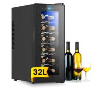 Cantinetta Vino Refrigerata 12 Bottiglie 32L con Display Led Touch e Mensole Cromate