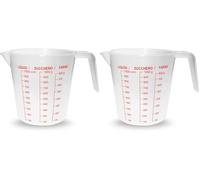 Cantini LIFE CHIC Caraffa Graduata 1 Litro, Misuratore Liquidi, Zucchero, Farina, In Plastica Resistente, per Cucina e Pasticceria (Confezione da 2)