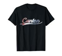 Canton Patriotic Red White Blue Distressed USA America Maglietta