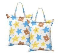 Cantoon Blu Giallo Stelle Carino Orsi Borse Lavanderia Impermeabile Per Viaggio Bagnato Dry Borse Costumi Da Bagno Sporco Sacchetto Per Viaggiare Con Maniglia 2 Pz