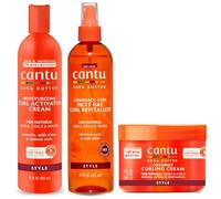 Cantu Set di 3 Prodotti per Capelli Ricci al Burro di Karité, con Crema Comeback Curl, Next Day Curl Revitalizer e Coconut Curling Cream