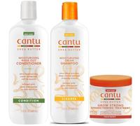 Cantu Shea Butter Hair Care Bundle (3 Pack) - Moisturizing Cream Shampoo, Moisturizing Rinse Out Conditioner and Grow Strong by Cantu Shea Butter