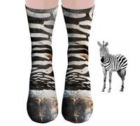 Cantustime Divertenti calzini 3D da uomo e da donna, fantastici calzini divertenti per la festa del papà, Natale, idee regalo per gli amanti degli animali, I-Zebra-Paw, M-L