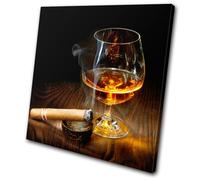 Canvas Art Picture Print Cigar Whisky Brandy Cognac Glass Smoking Man Cave Bar