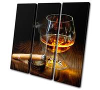 Canvas Art Picture Print Cigar Whisky Brandy Cognac Glass Smoking Man Cave Bar
