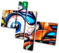 Canvas Art Picture Print Decorative Photo EyeBall Urban Graffiti Murial Decayed