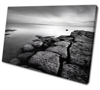 Canvas Artwork Picture Print Wall Photo Rocks Seascape Beach Monochrome concept