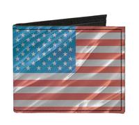 Canvas Bi-Fold Wallet American Flag Waving