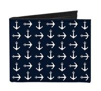 Canvas Bi-Fold Wallet Anchors Navy/White