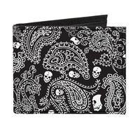 Canvas Bi-Fold Wallet Bandana/Skulls Black/White