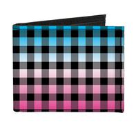 Canvas Bi-Fold Wallet Buffalo Plaid Turquoise/Fuchsia Fade