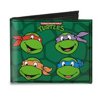 Canvas Bi-Fold Wallet Classic TMNT Group Faces + Pose Turtle Shell Black/Green