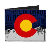 Canvas Bi-Fold Wallet Colorado Logo/Mountains/Text Blue/Black