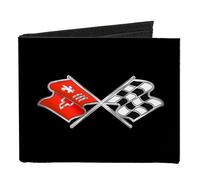 Canvas Bi-Fold Wallet Corvette C3 Crossed Flags Logo Black