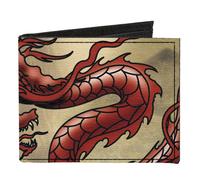 Canvas Bi-Fold Wallet Dragons Tan