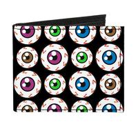 Canvas Bi-Fold Wallet Eyeballs Black/Multi Color