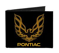 Canvas Bi-Fold Wallet Firebird PONTIAC Logo Black/Golds
