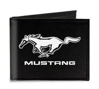 Canvas Bi-Fold Wallet Ford Mustang Black/White Logo CENTERED