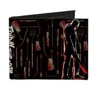 Canvas Bi-Fold Wallet FRIDAY THE 13TH Jason Machete Pose/Bloody Tools Black/Gray