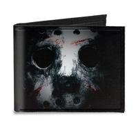 Canvas Bi-Fold Wallet Jason Mask3 CLOSE-UP + FRIDAY THE 13th Black/Grays/Red
