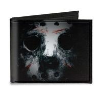Canvas Bi-Fold Wallet Jason Mask3 CLOSE-UP + FRIDAY THE 13th Black/Grays/Red