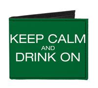 Canvas Bi-Fold Wallet KEEP CALM AND DRINK ON/Beer Green/White