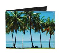 Canvas Bi-Fold Wallet Landscape Beach Palm Trees
