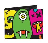 Canvas Bi-Fold Wallet Monsters CLOSE-UP Black