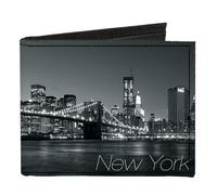 Canvas Bi-Fold Wallet NEW YORK Brooklyn Bridge Skyline