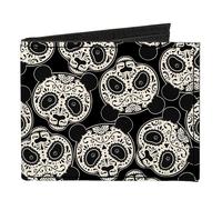 Canvas Bi-Fold Wallet Panda Bear Sugar Skull Scattered Black/White