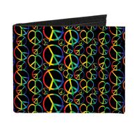 Canvas Bi-Fold Wallet Peace Heart Black/Rainbow Ombre