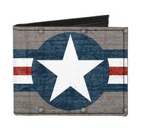 Canvas Bi-Fold Wallet Pin Up Girl Poses CLOSE-UP Star & Stripes Gray/Blue/White/