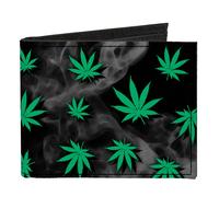 Canvas Bi-Fold Wallet Pot Leaves Black/Smoke/Green