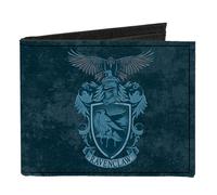 Canvas Bi-Fold Wallet RAVENCLAW/Eagle Crest + LEARNING/WIT/WISDOM Banner Blues/G