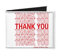 Canvas Bi-Fold Wallet THANK YOU HAVE A NICE DAY Bag Print White/Red
