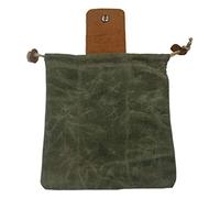Canvas Bushcraft Bag with Leather Cover & Buckle Foldable Heavy Duty Tool Pouch with Drawstring for Outdoors Camping