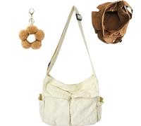 Canvas Messenger Bags,Casual Solid Color Crossbody with Multiple Pockets,Big Capacity Minimalist Versatile Shoulder Bags