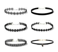 Canvas Trend Set di 6 collane girocollo nere, accessori fai da te, gioielli classici per varie occasioni, feste, uso quotidiano, accessori per vestiti personalizzati., No, Poliestere, Nessuna pietra