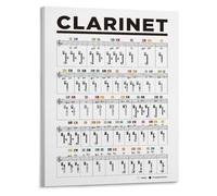 Canvas Wall Art Clarinet Fingering Chart Learn Music Notes Poster Educational Print for Living Room Bedroom Studio Decor(Framed,16x24inch(40x60cm))