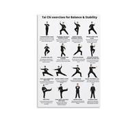 Canvas Wall Art Tai Chi Exercise Chart Poster Mind Body Practice Guide for Meditation Space Bedroom Living Room(Unframed,08X12inch(20X30cm))