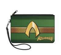 Canvas Zipper Wallet LARGE AQUAMAN Classic Icon/Scales Stripe Green/Golds