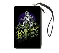 Canvas Zipper Wallet LARGE BEETLEJUICE Sitting on Tombstone Pose/Trees Black/Pur