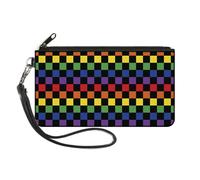 Canvas Zipper Wallet LARGE Checker Black/Rainbow Multi Color