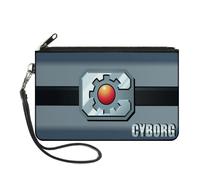 Canvas Zipper Wallet LARGE CYBORG Icon/Stripe Grays/Black/Red