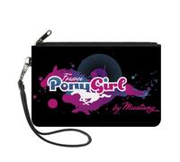 Canvas Zipper Wallet LARGE FOREVER PONY GIRL/Mustang Silhouette Black/Blues/Pink