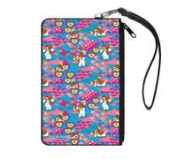 Canvas Zipper Wallet LARGE Gremlins The New Batch Gizmo Poses Peace Collage Blue