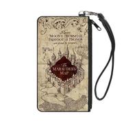 Canvas Zipper Wallet LARGE Hogwarts School THE MARAUDER'S MAP Tan/Reds